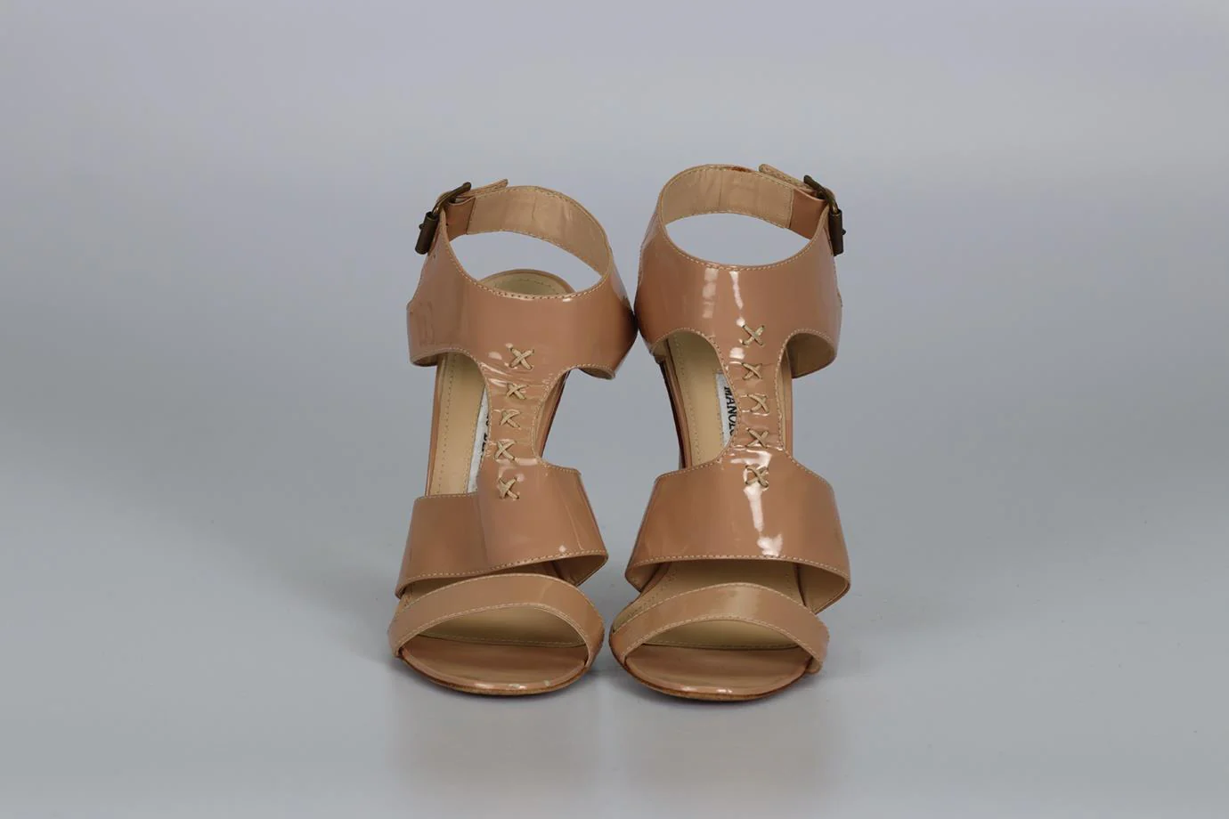 MANOLO BLAHNIK PATENT LEATHER SANDALS EU 38 UK 5 US 8 - Image 3