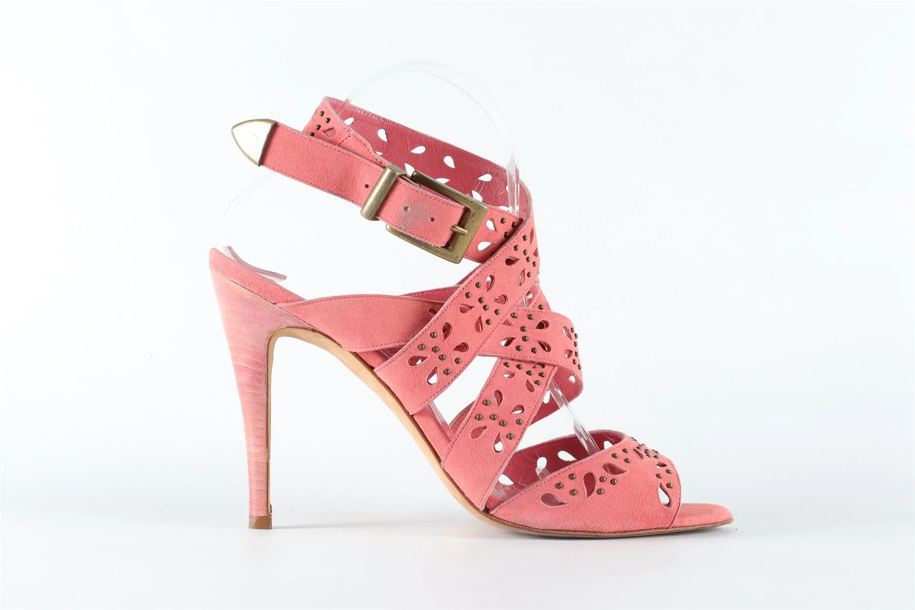 MANOLO BLAHNIK PINK SUEDE SANDALS EU 40.5 UK 7.5 US 10.5 - Image 2