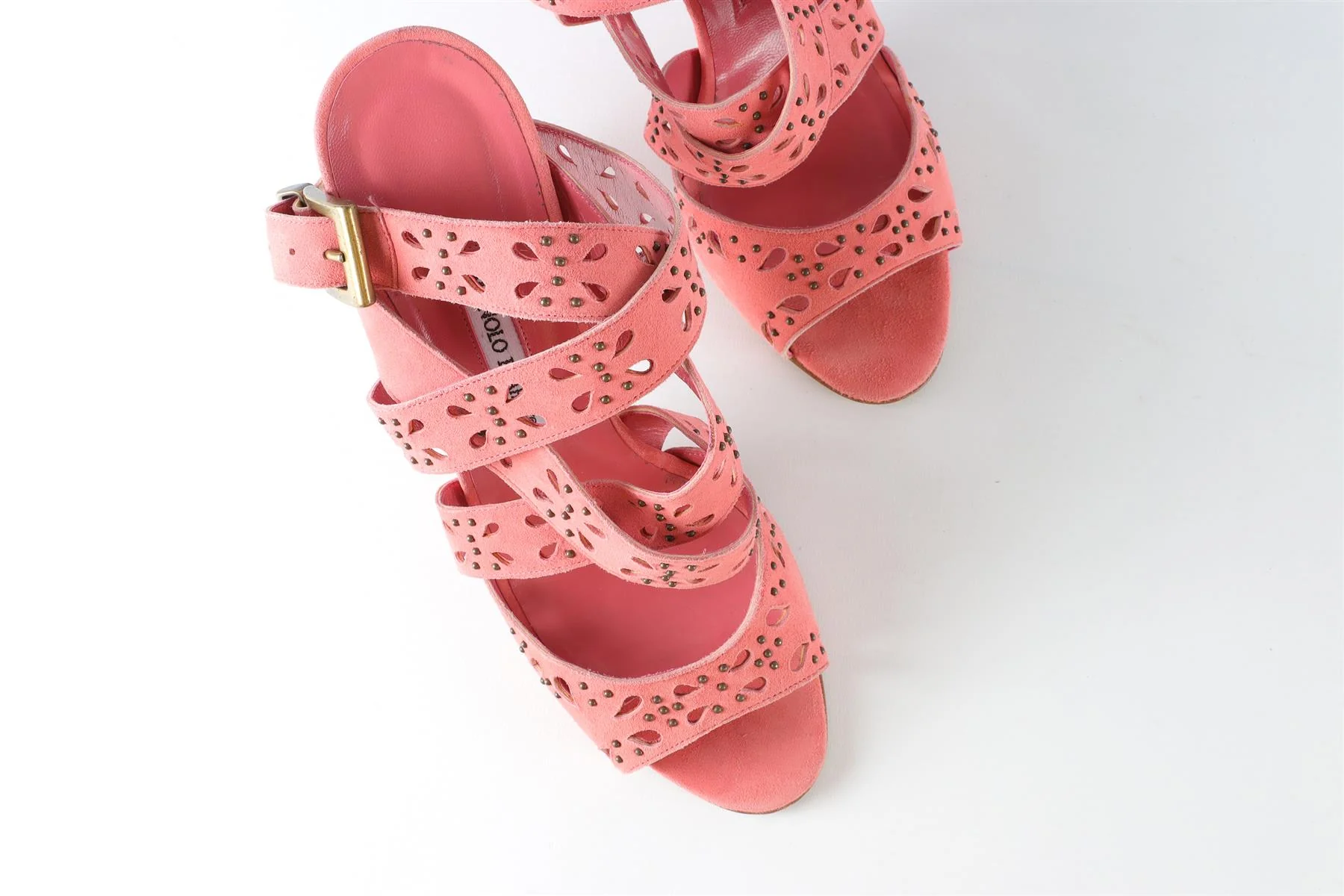 MANOLO BLAHNIK PINK SUEDE SANDALS EU 40.5 UK 7.5 US 10.5 - Image 4