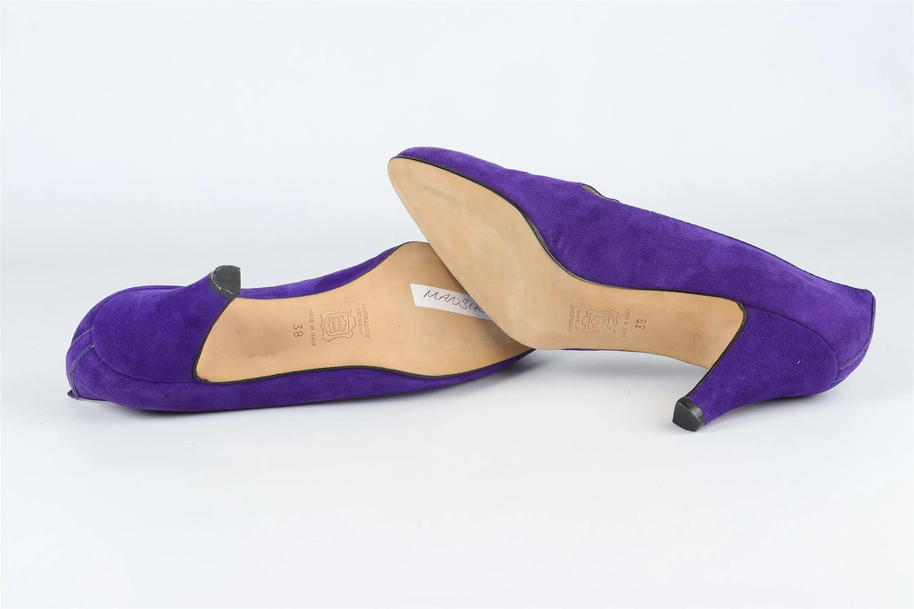 MANOLO BLAHNIK PURPLE VINTAGE SUEDE PUMPS EU 38 UK 5 US 8 - Image 6