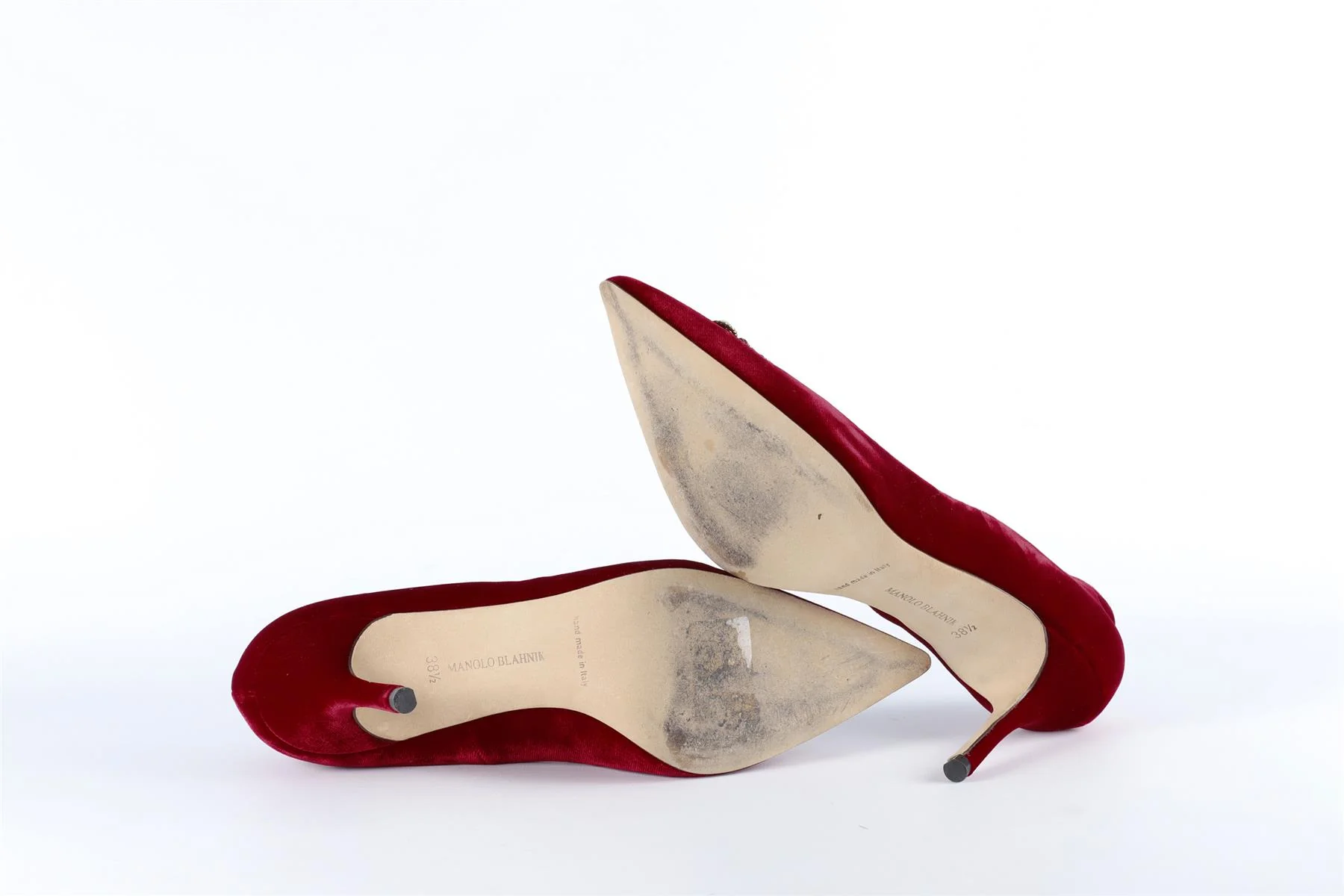 MANOLO BLAHNIK RED CRYSTAL AND VELVET PUMPS EU 38.5 UK 5.5 US 8.5 - Image 6