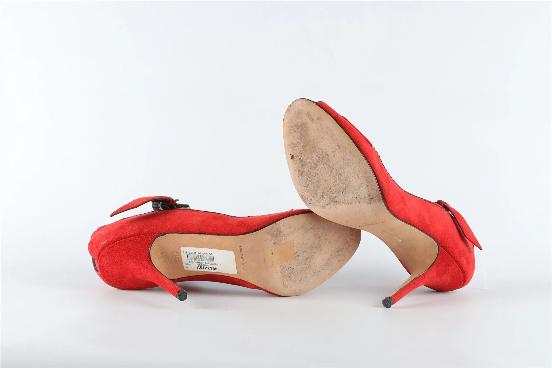 MANOLO BLAHNIK RED SUEDE PUMPS EU 39.5 UK 6.5 US 9.5 - Image 6