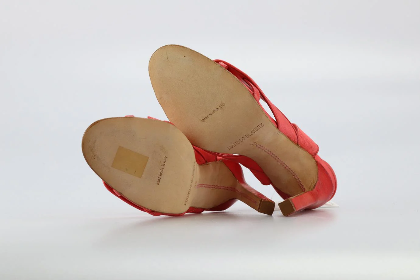 MANOLO BLAHNIK SATIN AND LEATHER SANDALS EU 38 UK 5 US 8 - Image 5