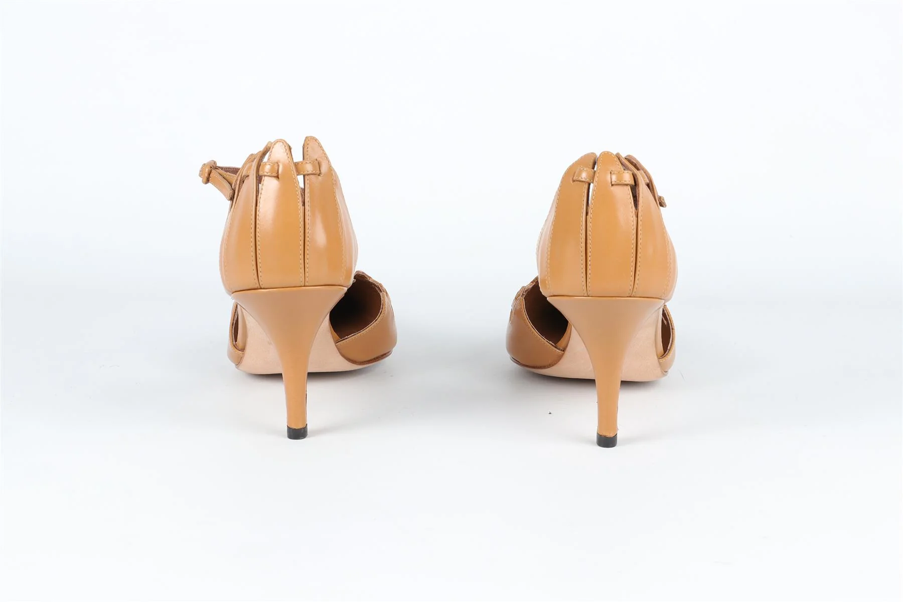MANOLO BLAHNIK TAN VINTAGE LEATHER PUMPS EU 37.5 UK 4.5 US 7.5 - Image 5