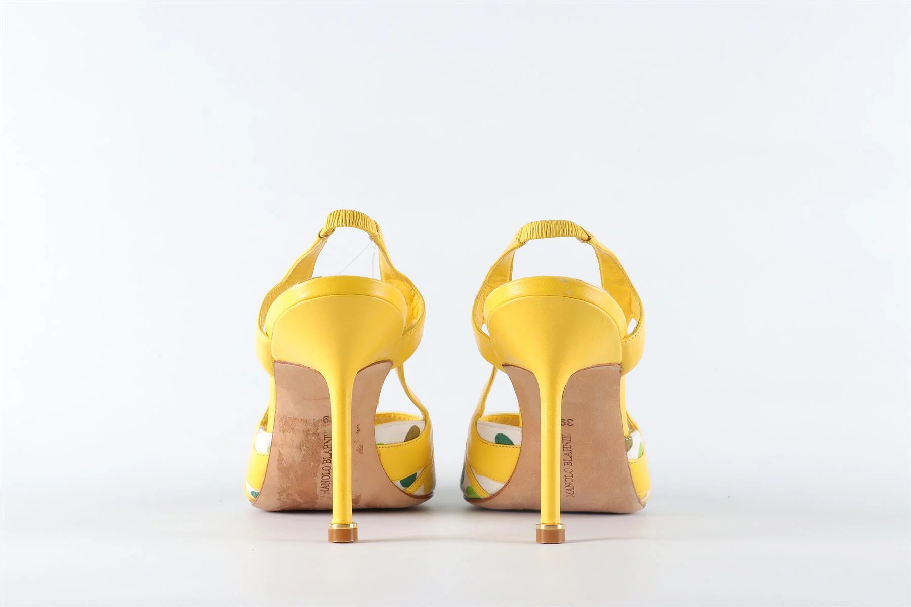 MANOLO BLAHNIK YELLOW LEATHER SLINGBACK SANDALS EU 39 UK 6 US 9 - Image 5