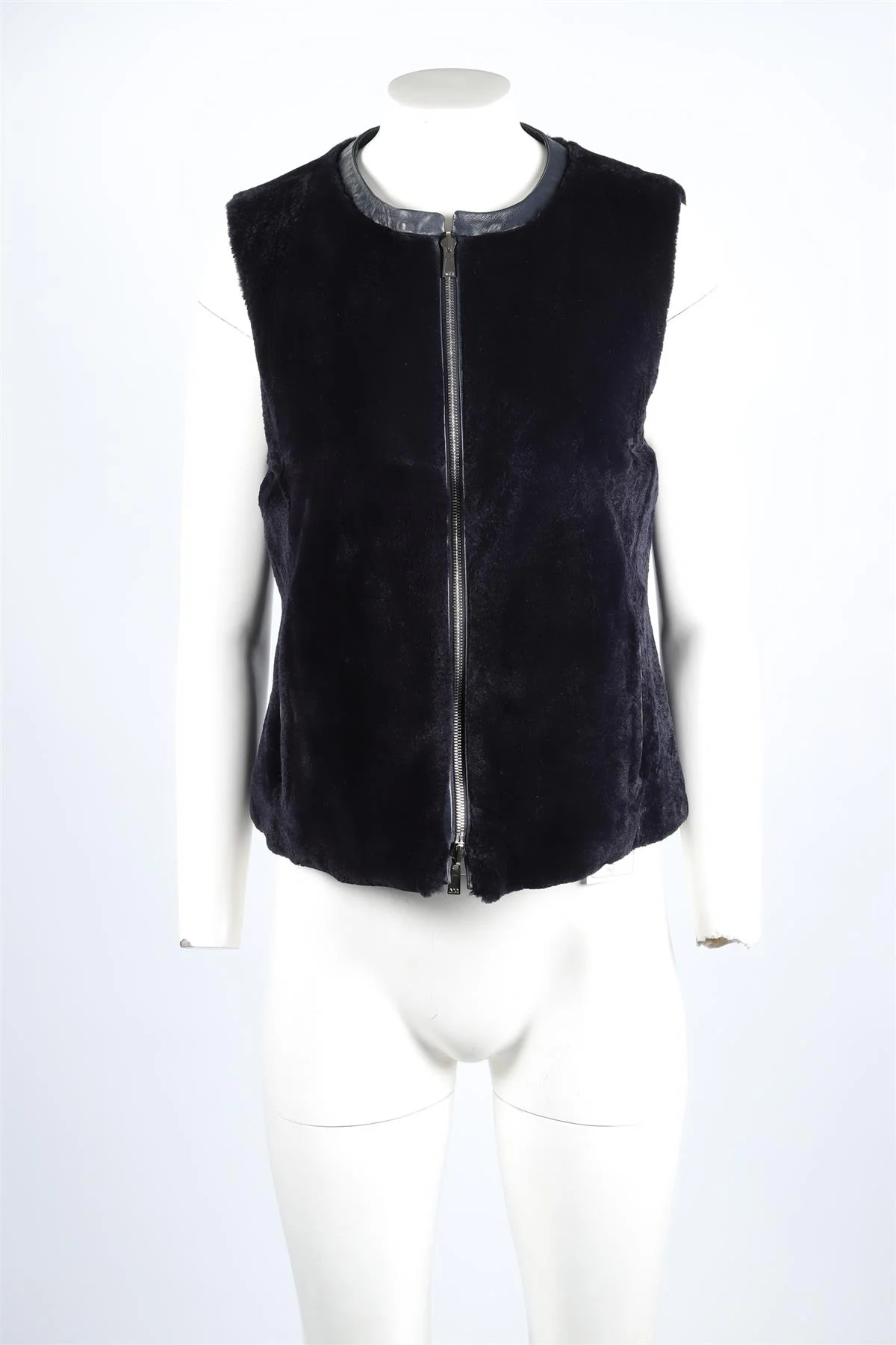 MANRICO CASHMERE NAVY CASHMERE AND FUR GILET MEDIUM - Image 2