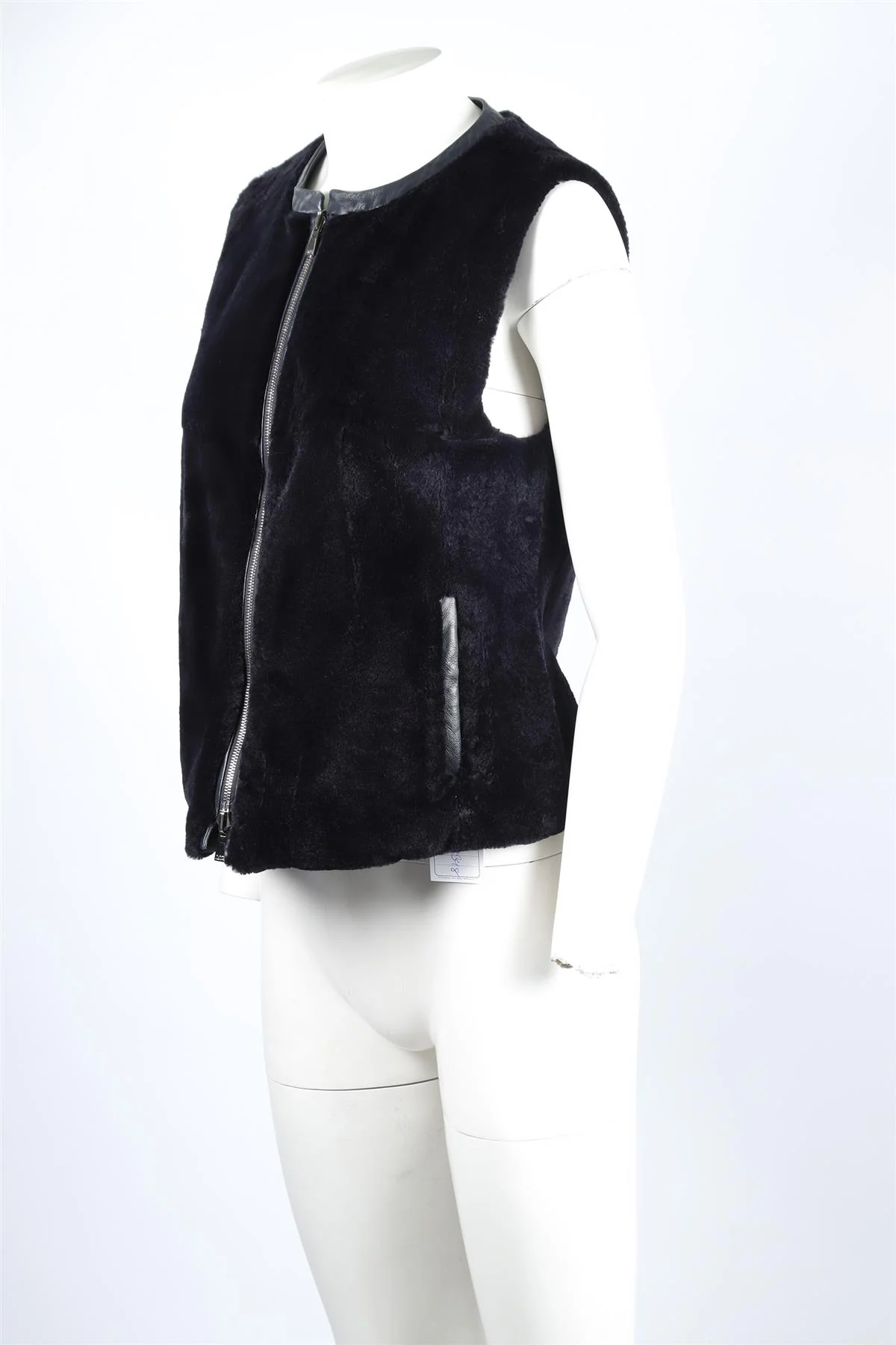 MANRICO CASHMERE NAVY CASHMERE AND FUR GILET MEDIUM - Image 3