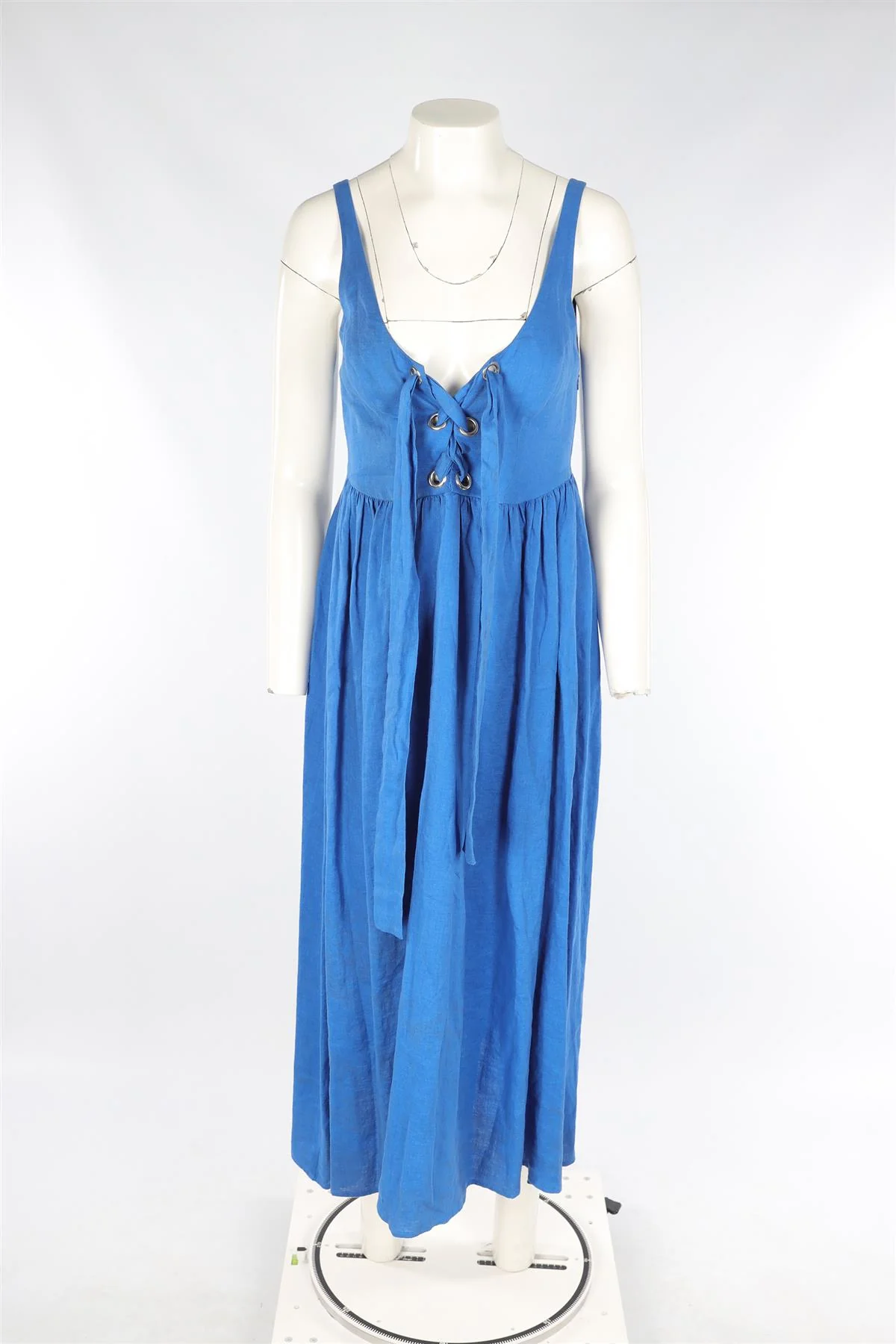 MARA HOFFMAN BLUE LINEN MIDI DRESS US 4 UK 8 - Image 2