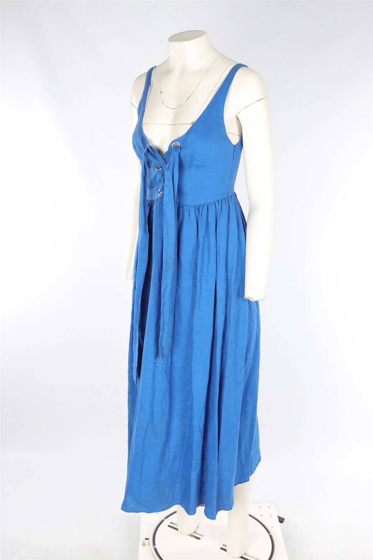 MARA HOFFMAN BLUE LINEN MIDI DRESS US 4 UK 8 - Image 3