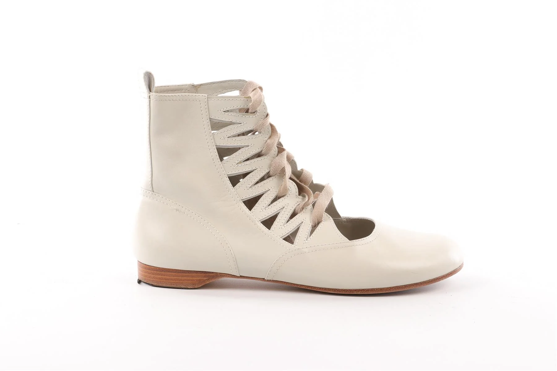 MARC BY MARC JACOBS ECRU LEATHER ANKLE BOOTS EU 40 UK 7 US 10 - Image 2