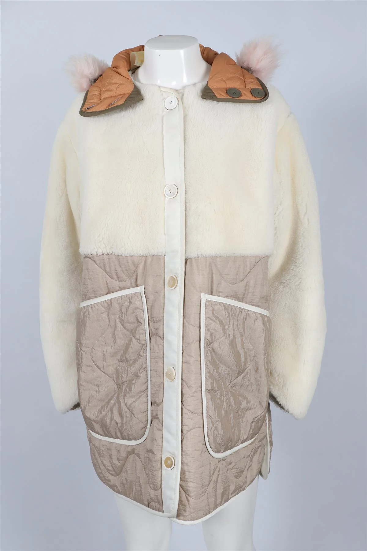 MARFA STANCE WHITE SHEARLING AND SHELL COAT SMALL - Image 3