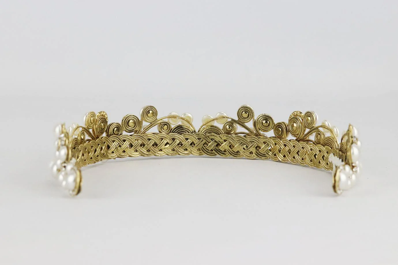 MARIA ELENA GOLD TONE FAUX PEARL AND CRYSTAL BRIDAL HEADBAND - Image 5