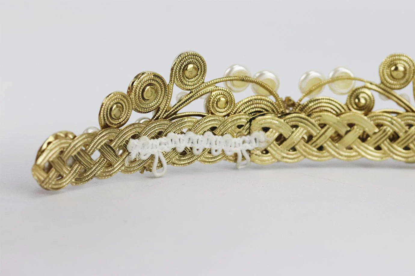 MARIA ELENA GOLD TONE FAUX PEARL AND CRYSTAL BRIDAL HEADBAND - Image 6