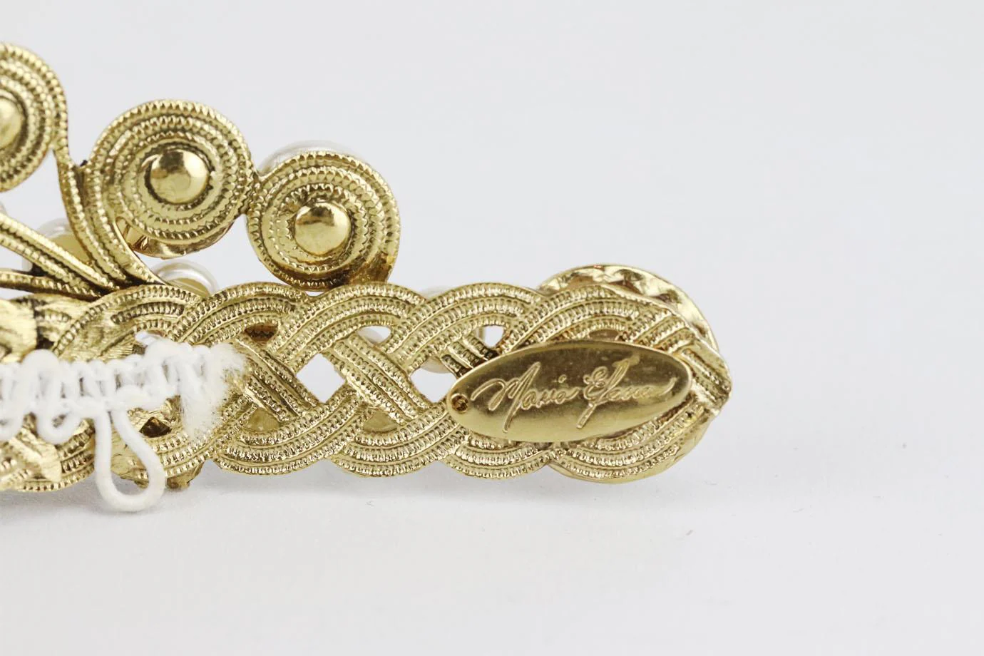 MARIA ELENA GOLD TONE FAUX PEARL AND CRYSTAL BRIDAL HEADBAND - Image 7