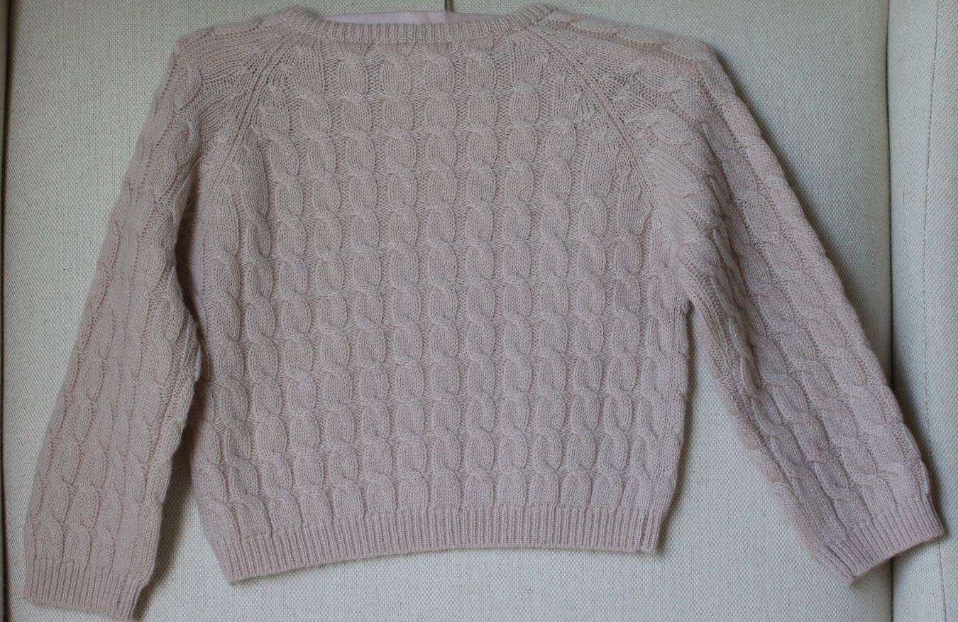 MARIE CHANTAL BABY BEIGE CASHMERE CABLE KNIT SWEATER CARDIGAN 24 MONTHS - Image 2