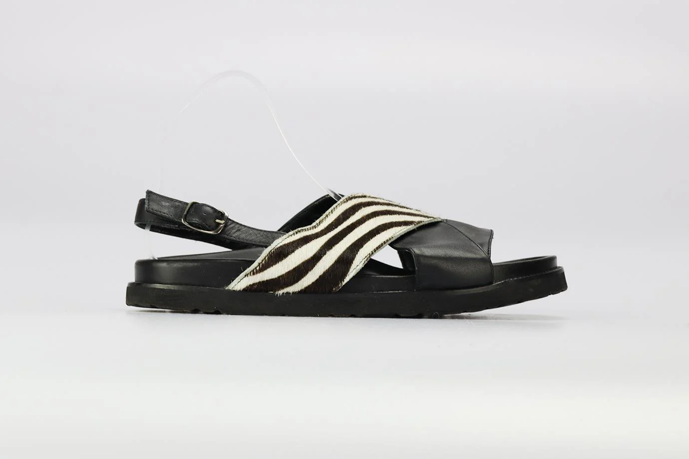MARINA RINALDI CALF HAIR AND LEATHER SANDALS EU 39 UK 6 US 9 - Image 2