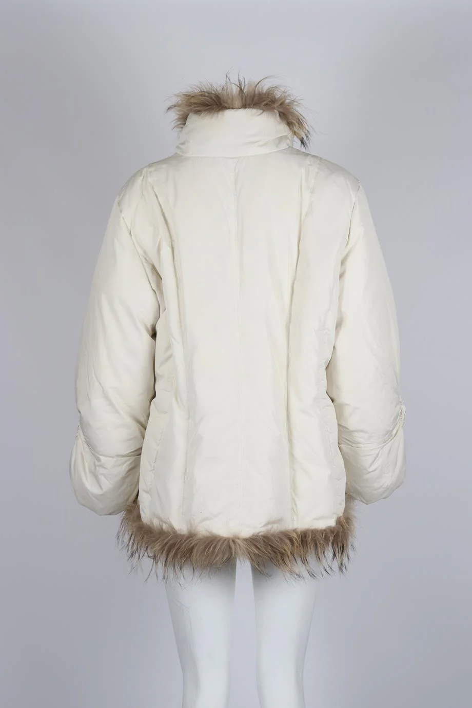 MARINA RINALDI FUR TRIMMED QUILTED PADDED SHELL JACKET UK 18 - Image 4
