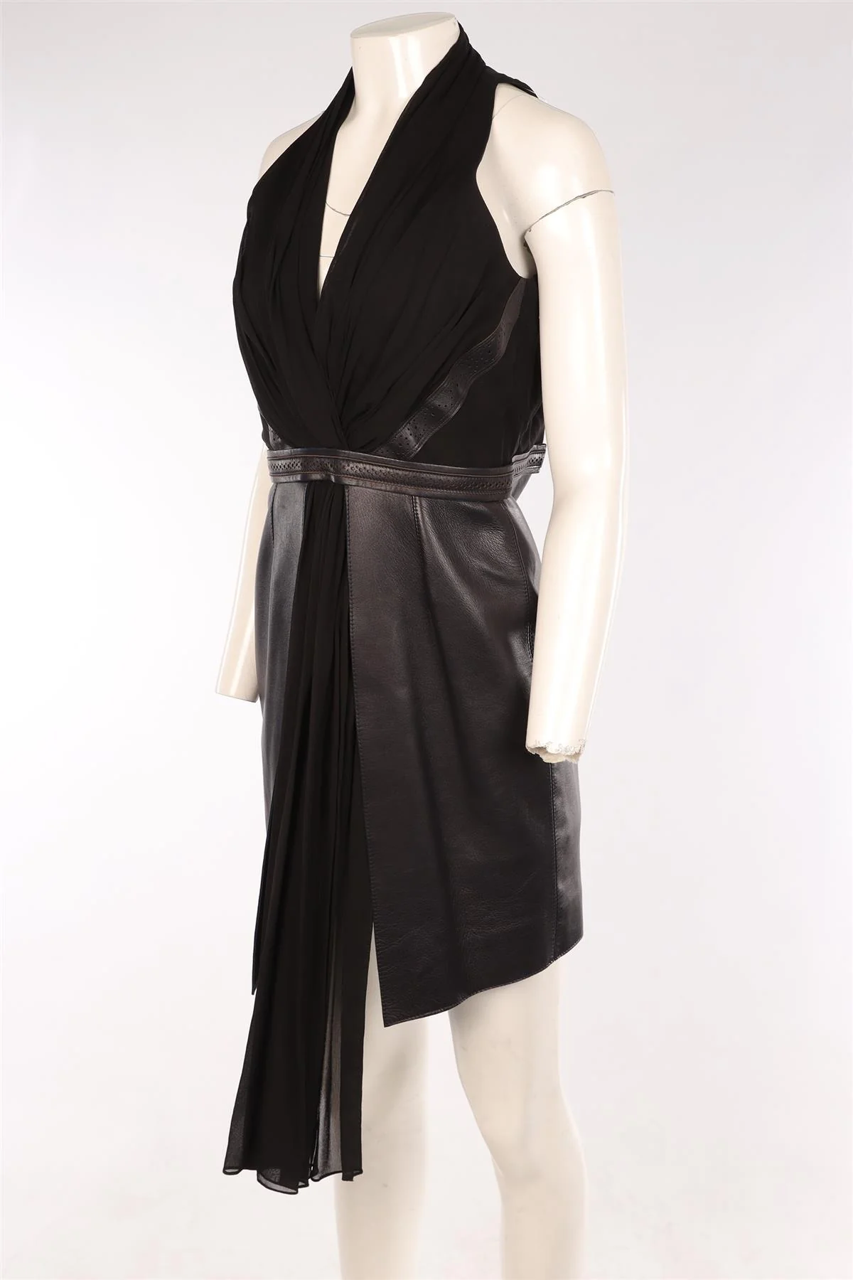 MARIOS SCHAWB BLACK LEATHER MINI DRESS AU 10 UK 10 - Image 3