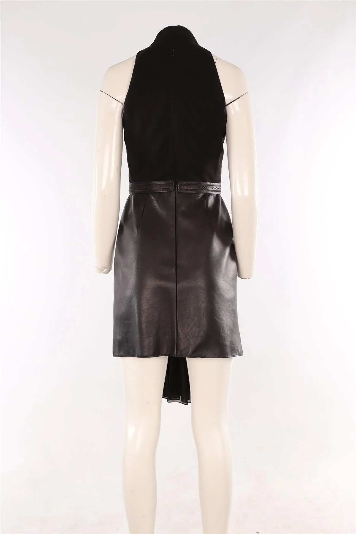 MARIOS SCHAWB BLACK LEATHER MINI DRESS AU 10 UK 10 - Image 4