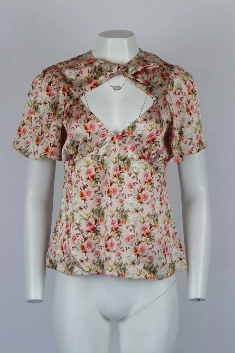 MARKARIAN CUTOUT FLORAL PRINT SILK SATIN TOP US 8 UK 12 - Image 2