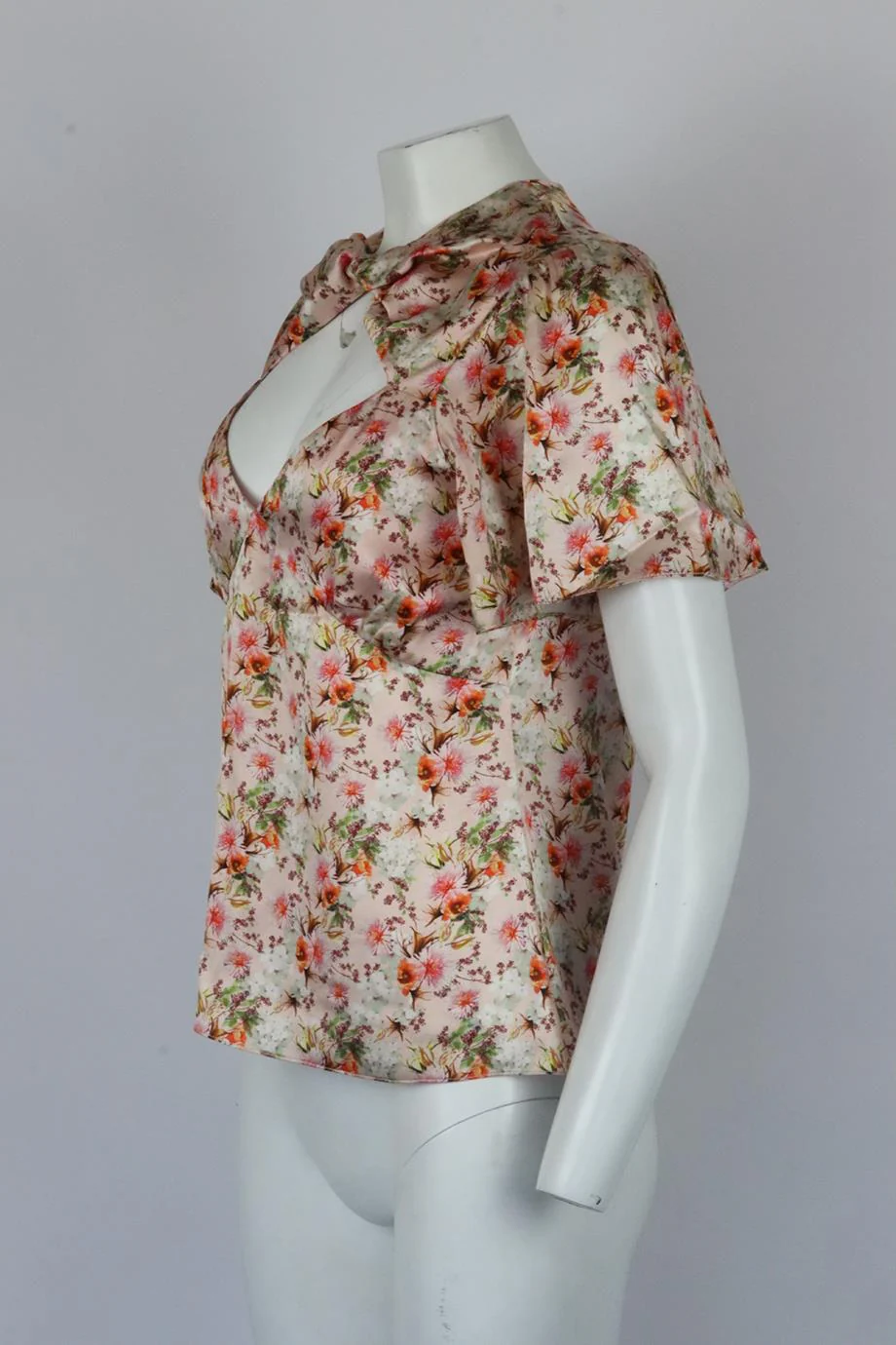 MARKARIAN CUTOUT FLORAL PRINT SILK SATIN TOP US 8 UK 12 - Image 3