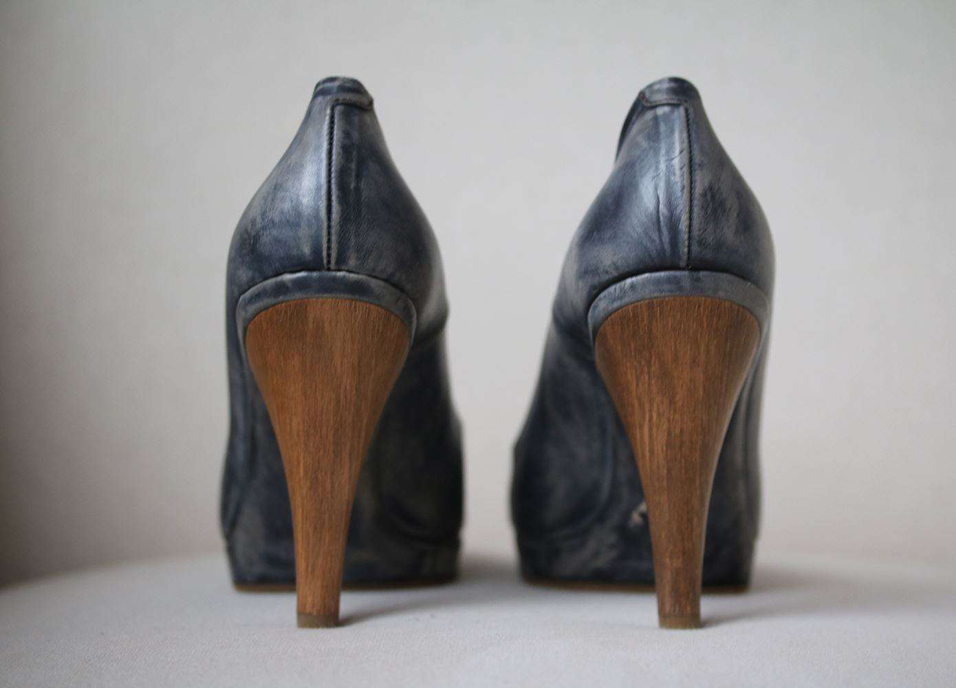 MARNI LEATHER WOODEN HEEL PUMPS EU 38 UK 5 US 8 - Image 3