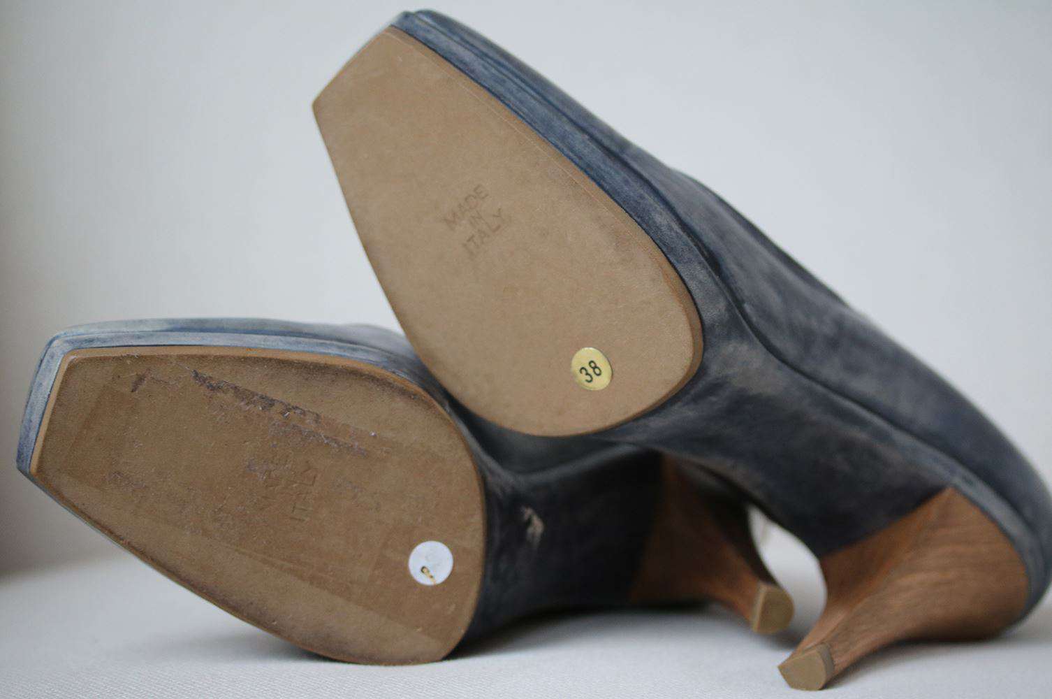 MARNI LEATHER WOODEN HEEL PUMPS EU 38 UK 5 US 8 - Image 4