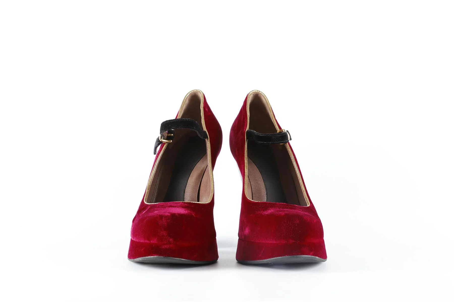 MARNI RED VELVET PLATFORM PUMPS EU 40 UK 7 US 10 - Image 3