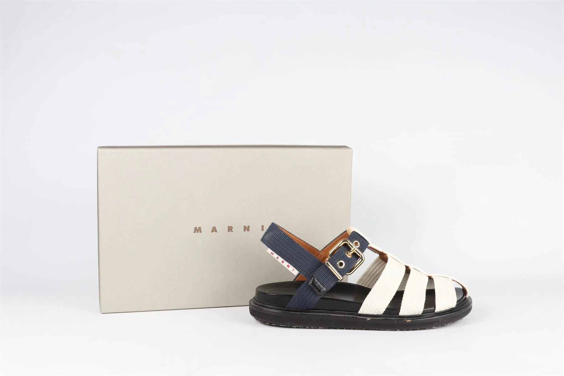 MARNI WHITE AND BLUE FABRIC SANDALS EU 40 UK 7 US 10 - Image 7