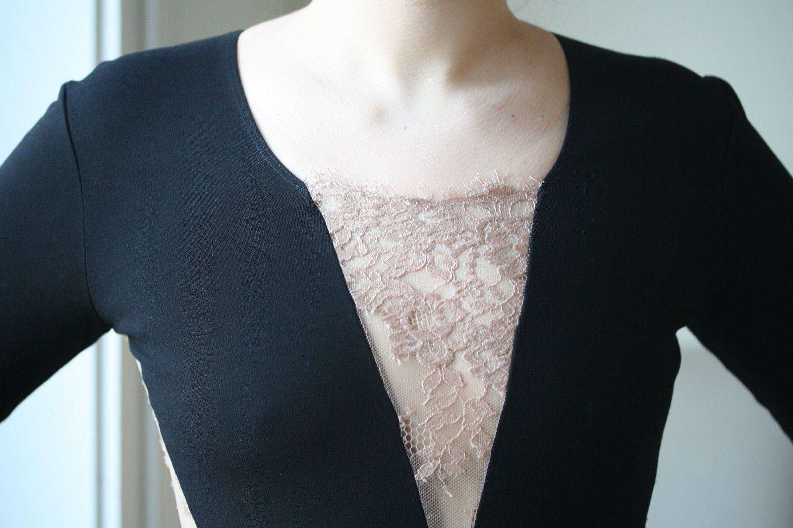 MASON BY MICHELLE MASON BLACK LACE INSERT DRESS MEDIUM - Image 2