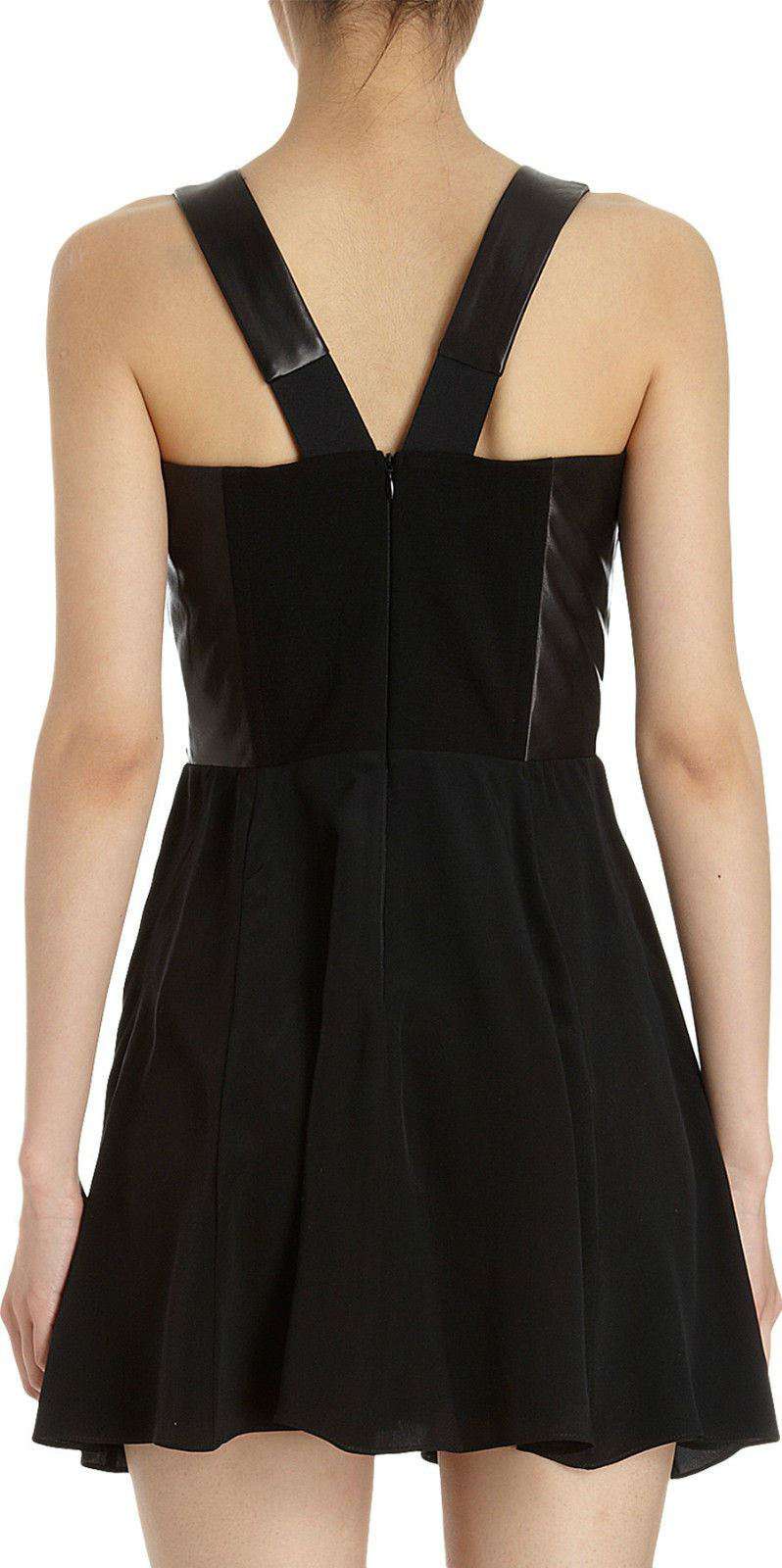 MASON BY MICHELLE MASON BLACK LEATHER CUTOUT DRESS UK 10 - Image 4