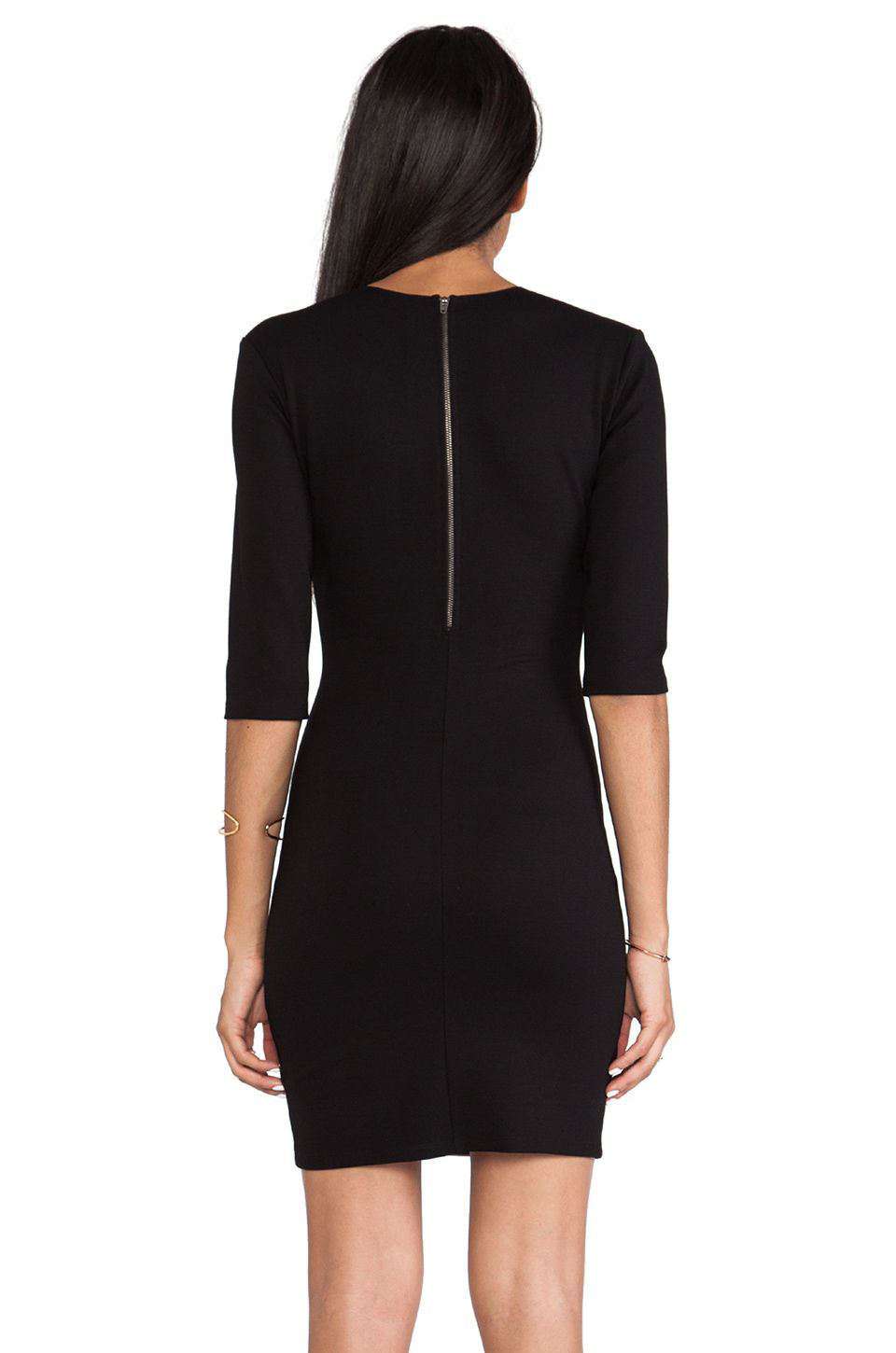 MASON BY MICHELLE MASON BLACK LEATHER INSET DRESS SMALL - Image 2