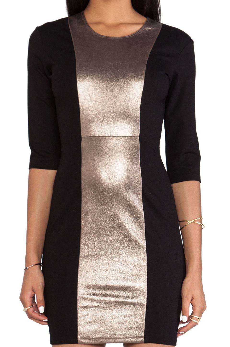 MASON BY MICHELLE MASON BLACK LEATHER INSET DRESS SMALL - Image 3