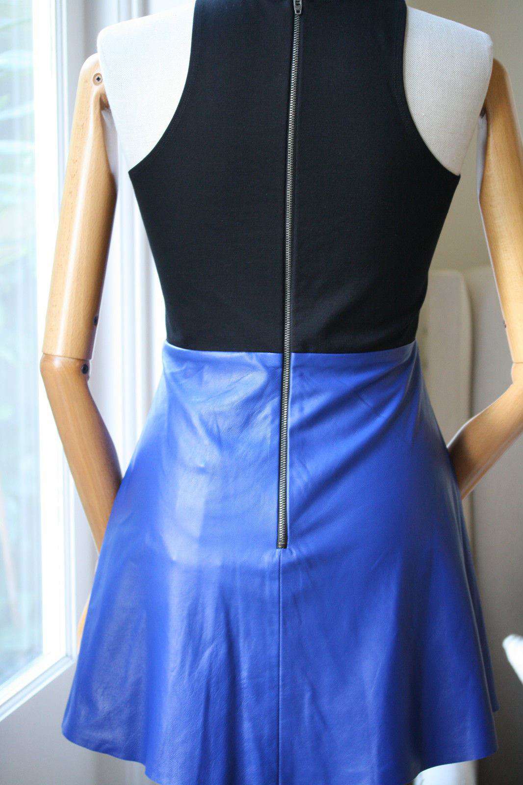 MASON BY MICHELLE MASON COBALT LEATHER DRESS US 2 UK 6 - Image 7