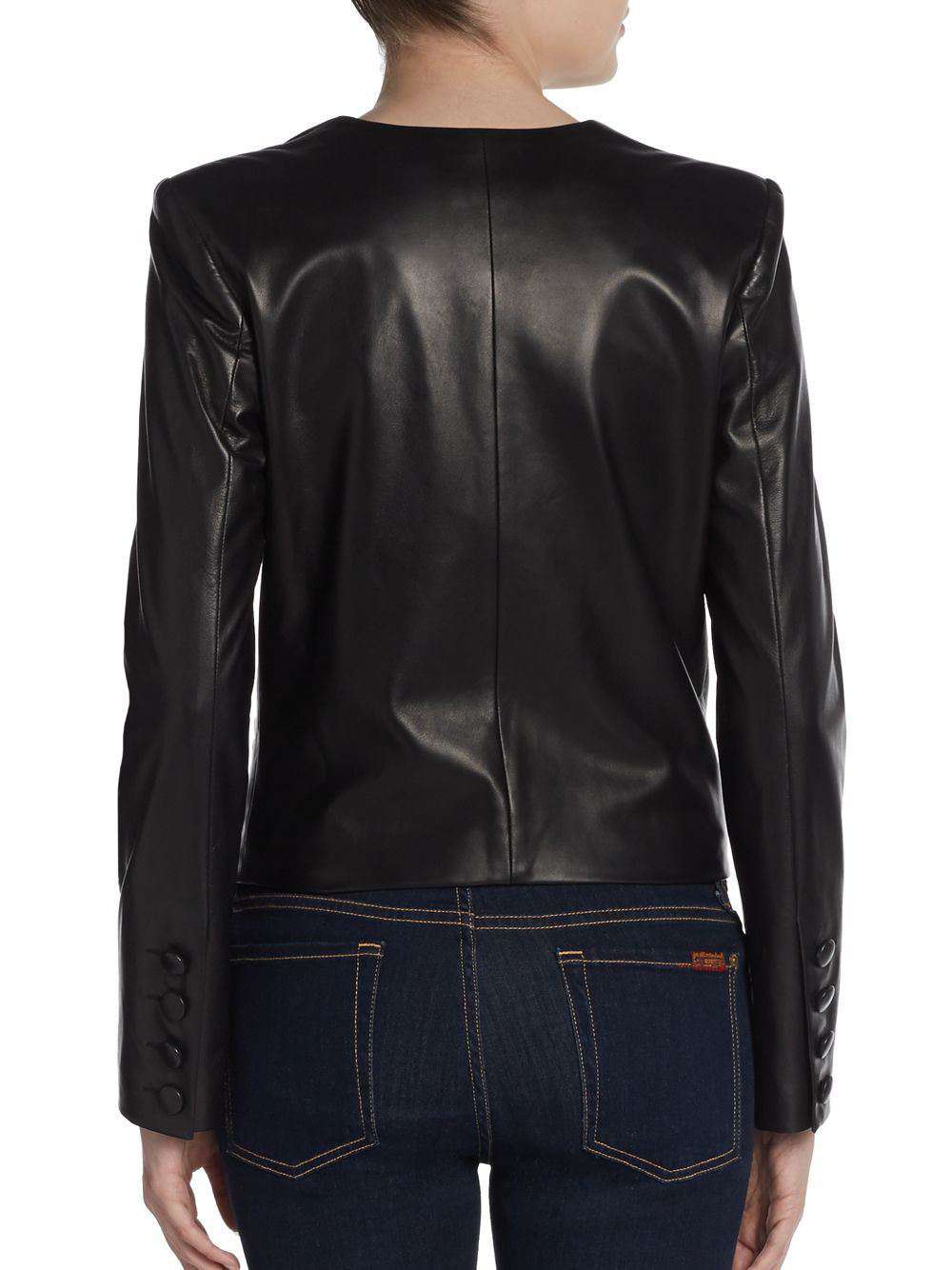 MASON BY MICHELLE MASON CROPPED LEATHER JACKET UK 8 - Image 2
