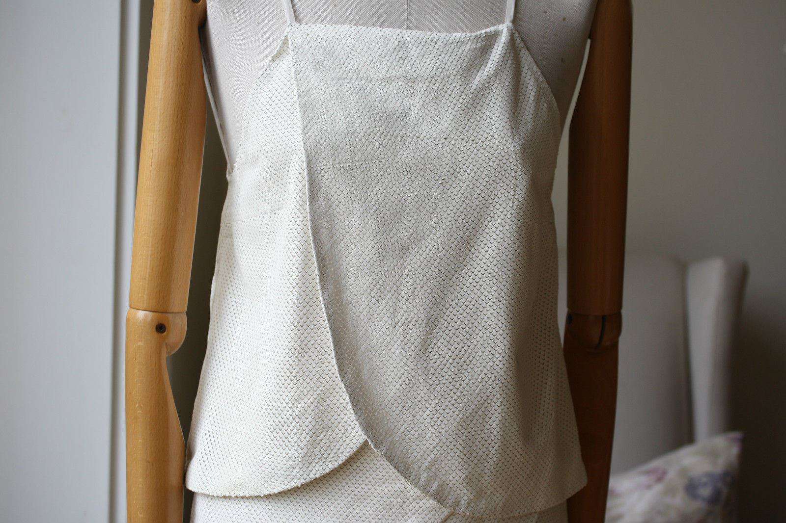 MASON BY MICHELLE MASON IVORY WRAP-EFFECT PERFORATED-LEATHER CAMISOLE 2 UK 6 - Image 2
