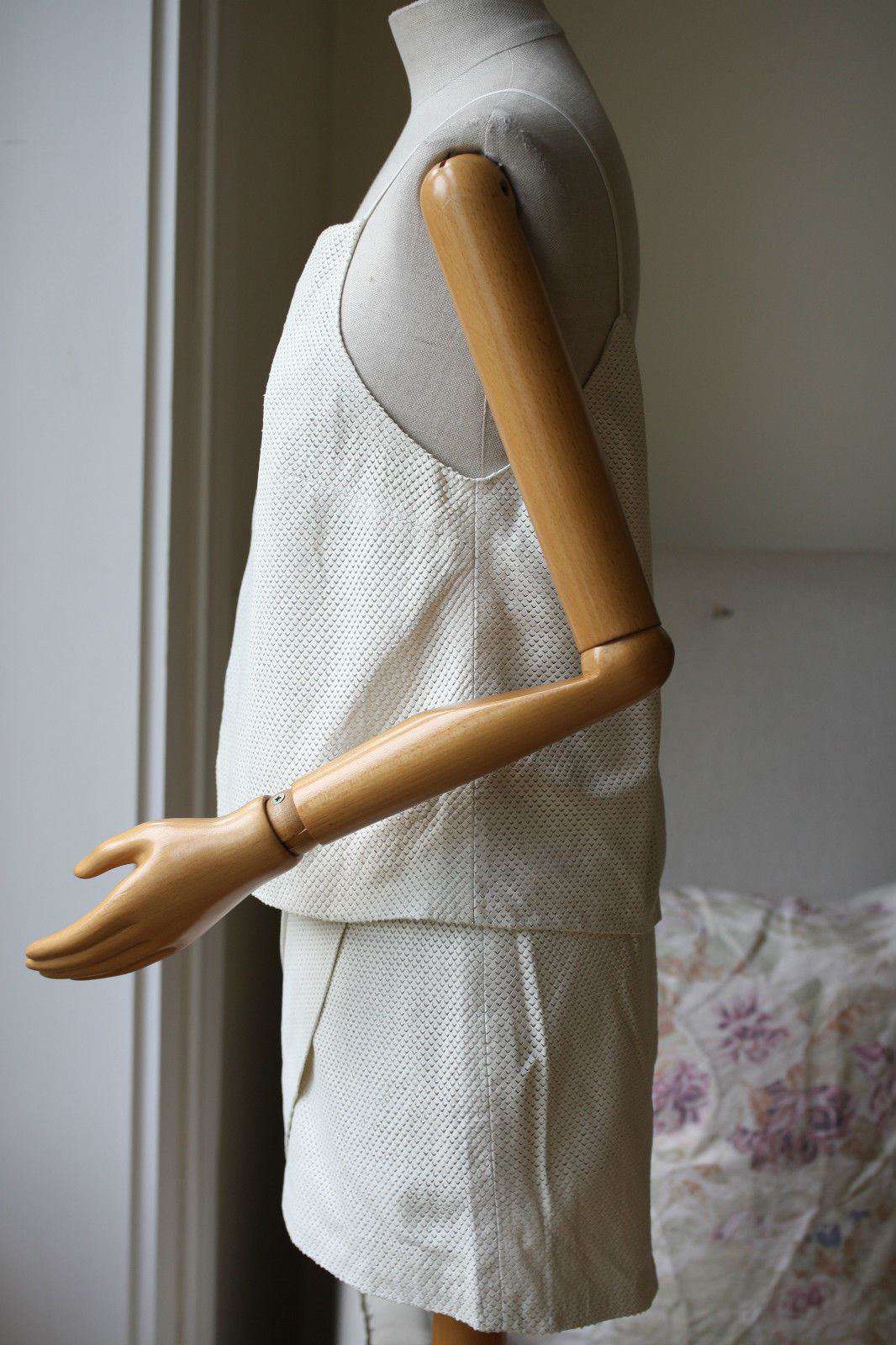 MASON BY MICHELLE MASON IVORY WRAP-EFFECT PERFORATED-LEATHER CAMISOLE 2 UK 6 - Image 6