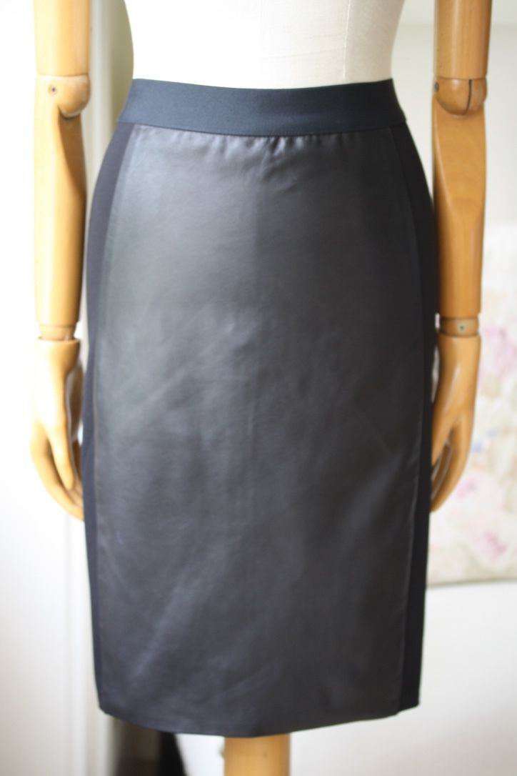 MASON BY MICHELLE MASON JERSEY PANEL LEATHER PENCIL SKIRT US 4 UK 8 - Image 7