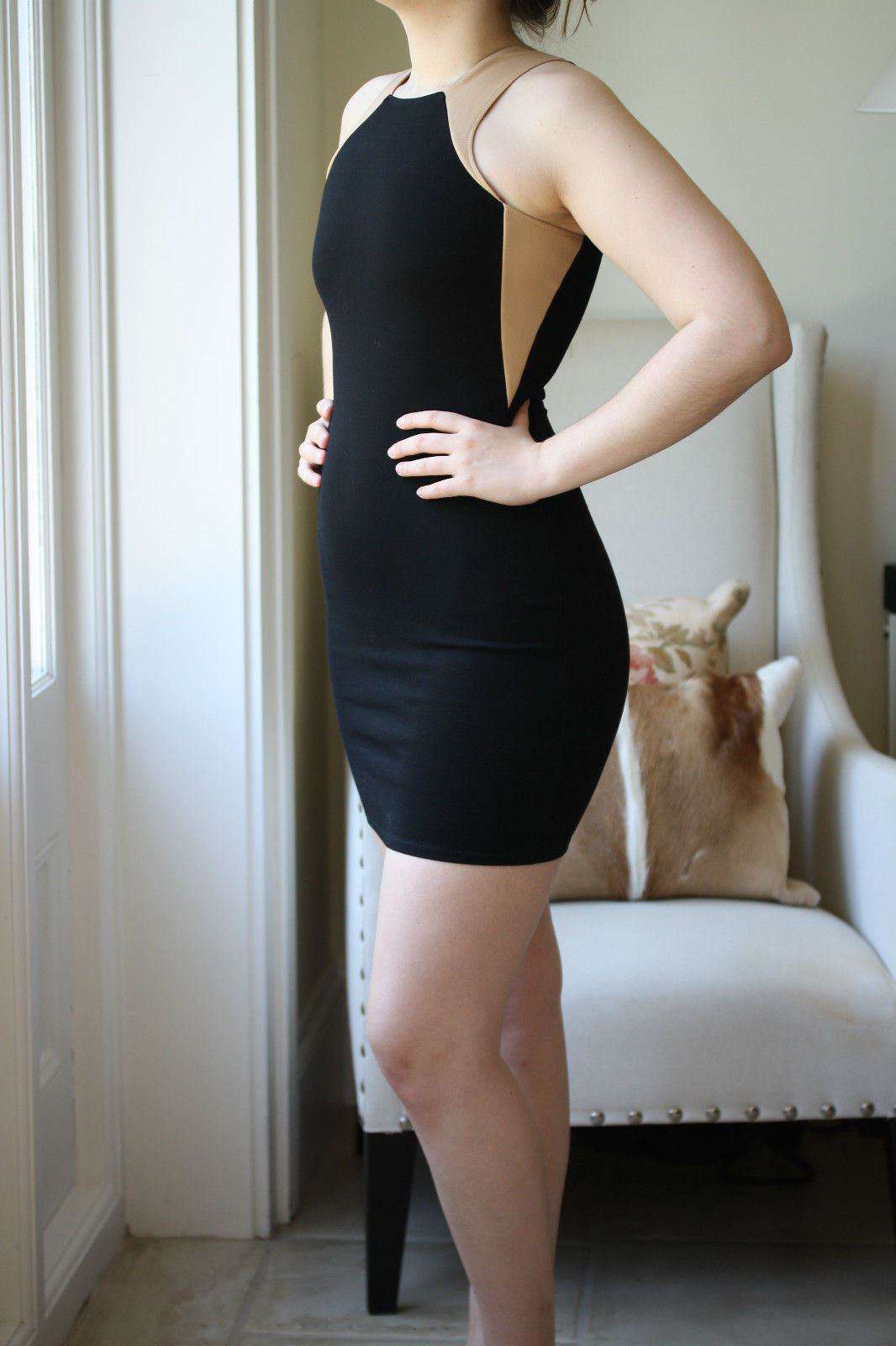 MASON BY MICHELLE MASON LEATHER MINI INSERT DRESS SMALL - Image 5