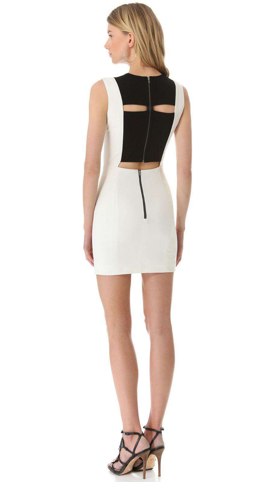 MASON BY MICHELLE MASON WHITE LEATHER INSERT DRESS US 6 UK 10 - Image 7