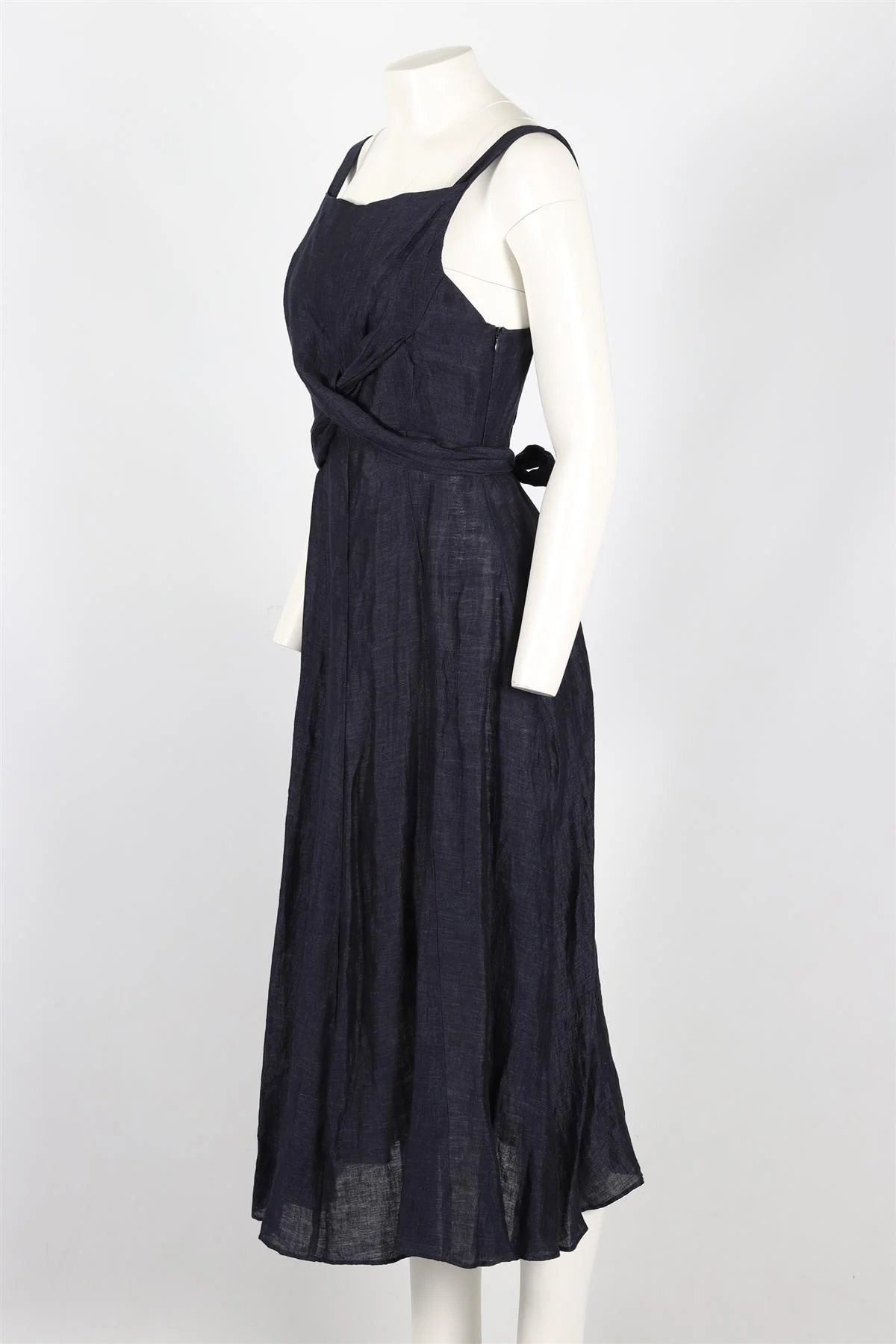 MASSCOB BLUE LINEN MIDI DRESS MEDIUM - Image 3