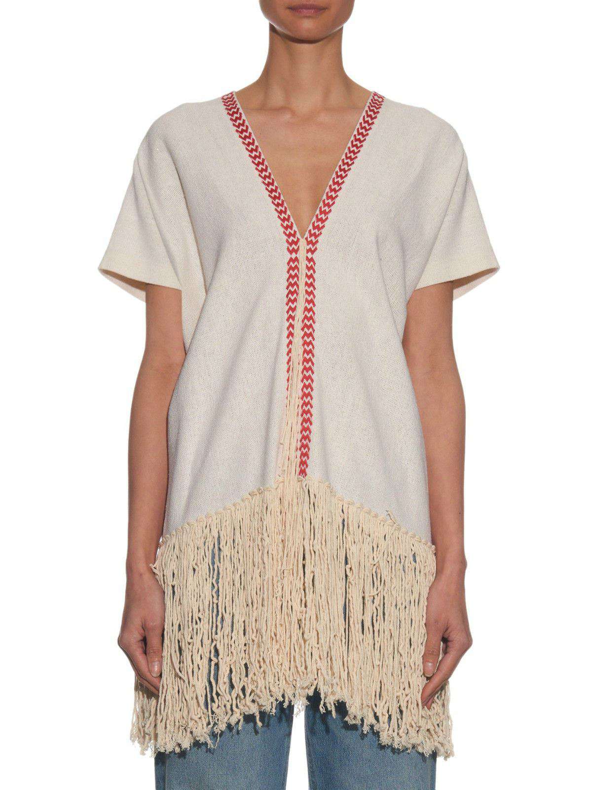 MASSCOB FRINGED HEM SILK NOIL TOP XS - Image 5