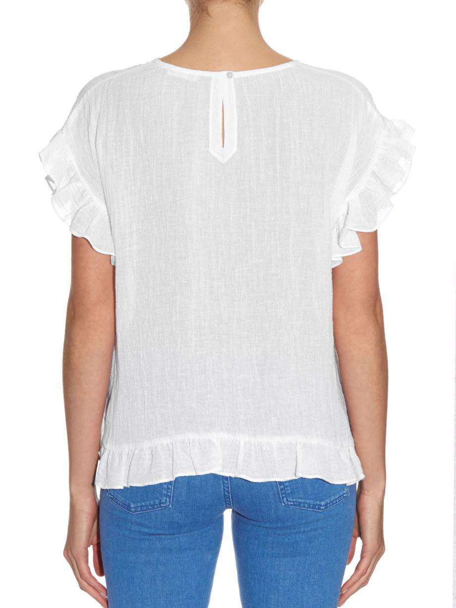 MASSCOB HELI RUFFLE-TRIMMED LINEN TOP SMALL - Image 2