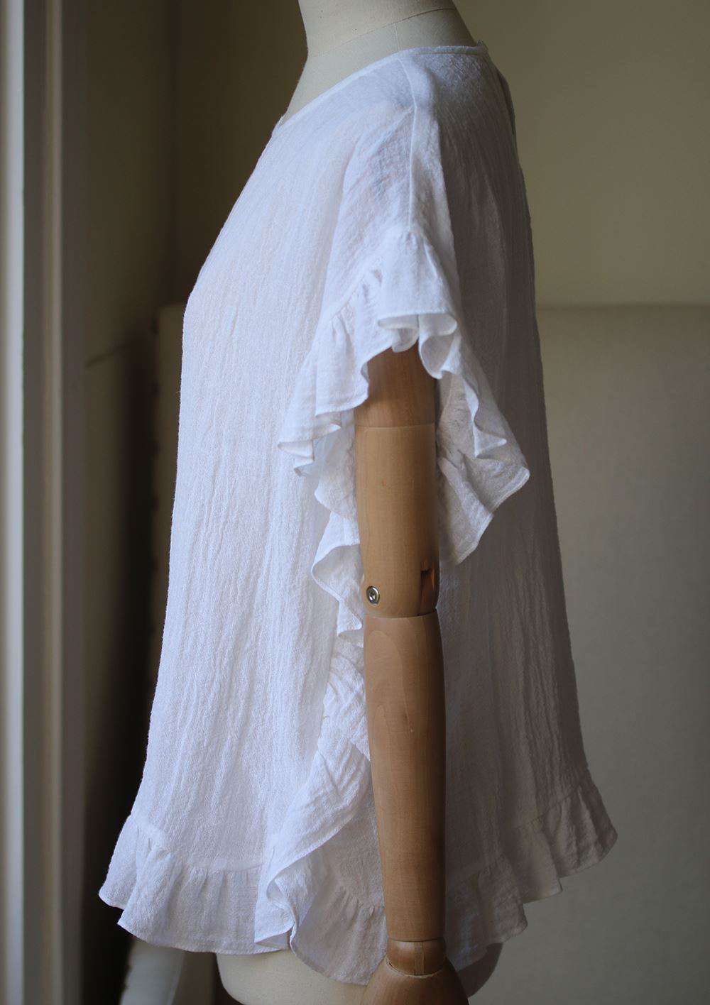 MASSCOB HELI RUFFLE-TRIMMED LINEN TOP SMALL - Image 4