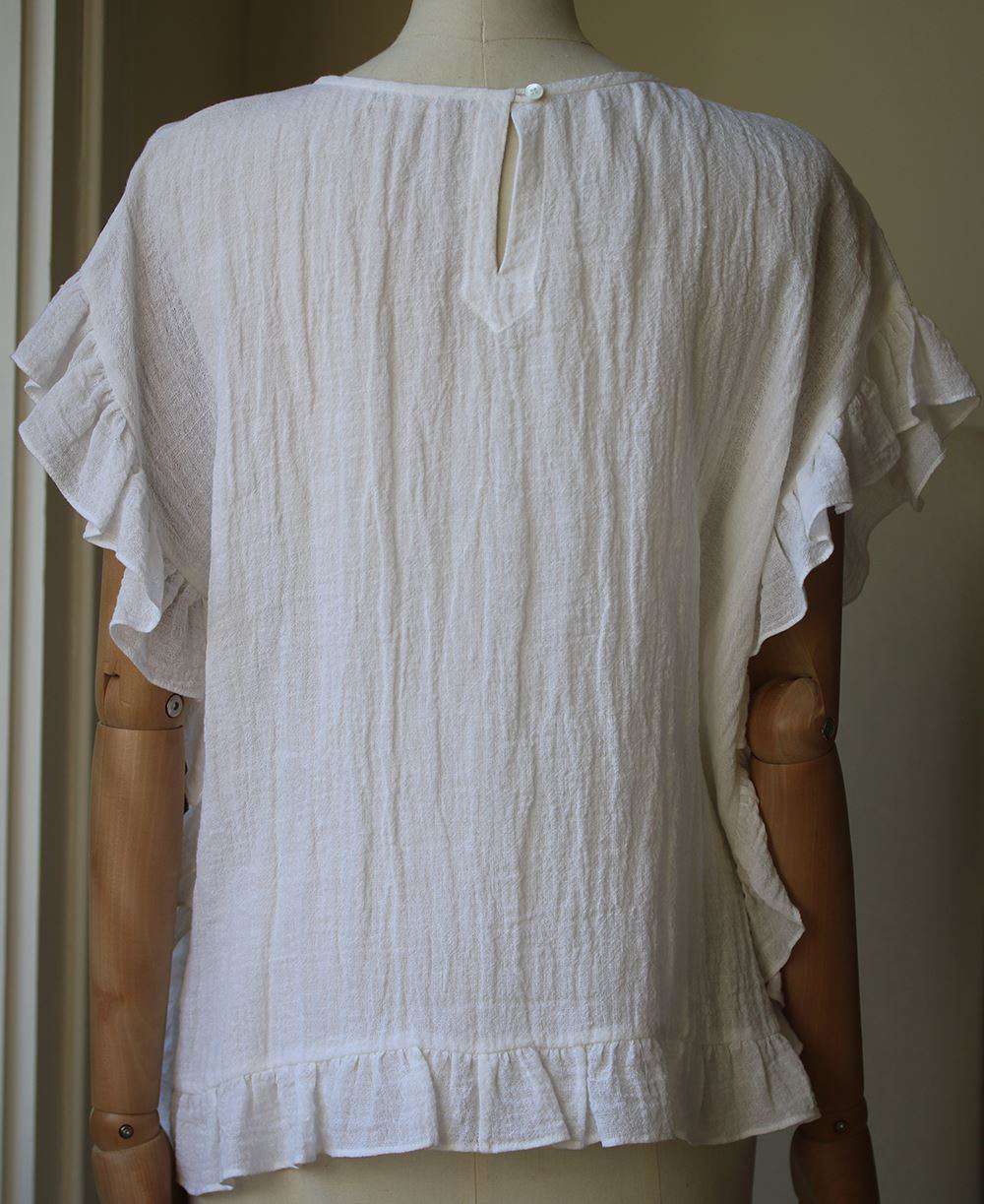 MASSCOB HELI RUFFLE-TRIMMED LINEN TOP SMALL - Image 5