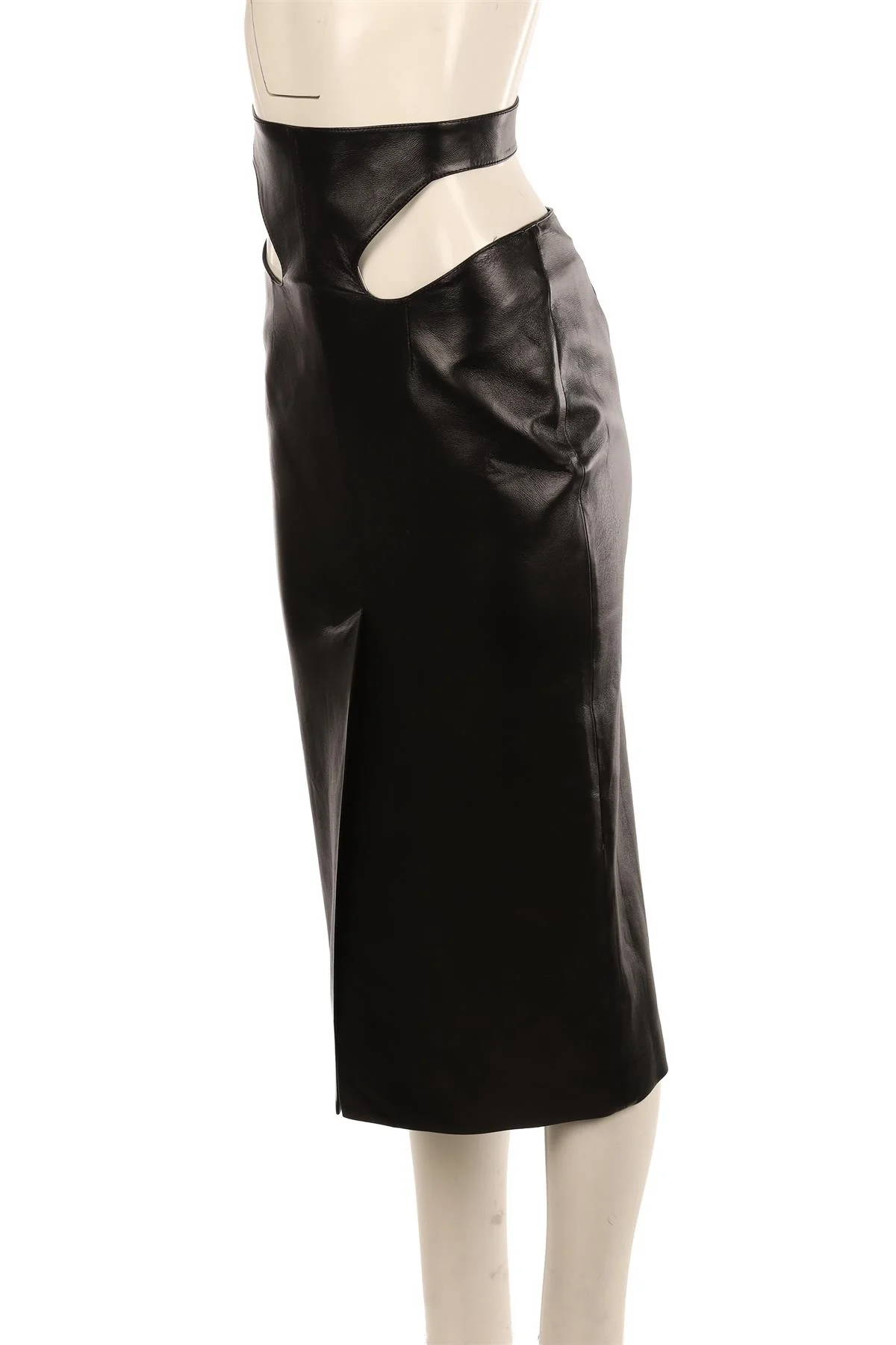 MATÉRIEL BLACK LEATHER MAXI SKIRT SMALL - Image 3