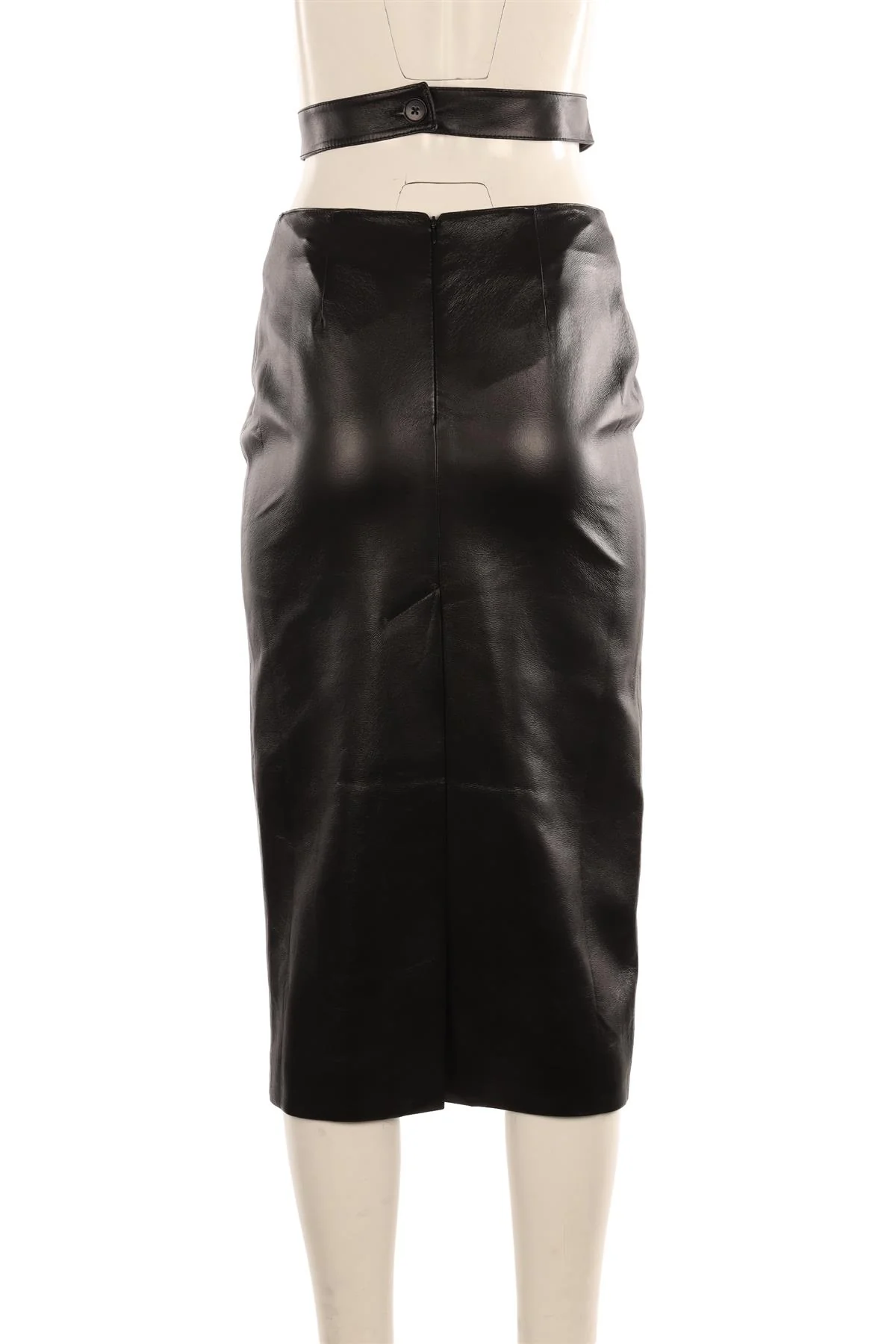 MATÉRIEL BLACK LEATHER MAXI SKIRT SMALL - Image 4