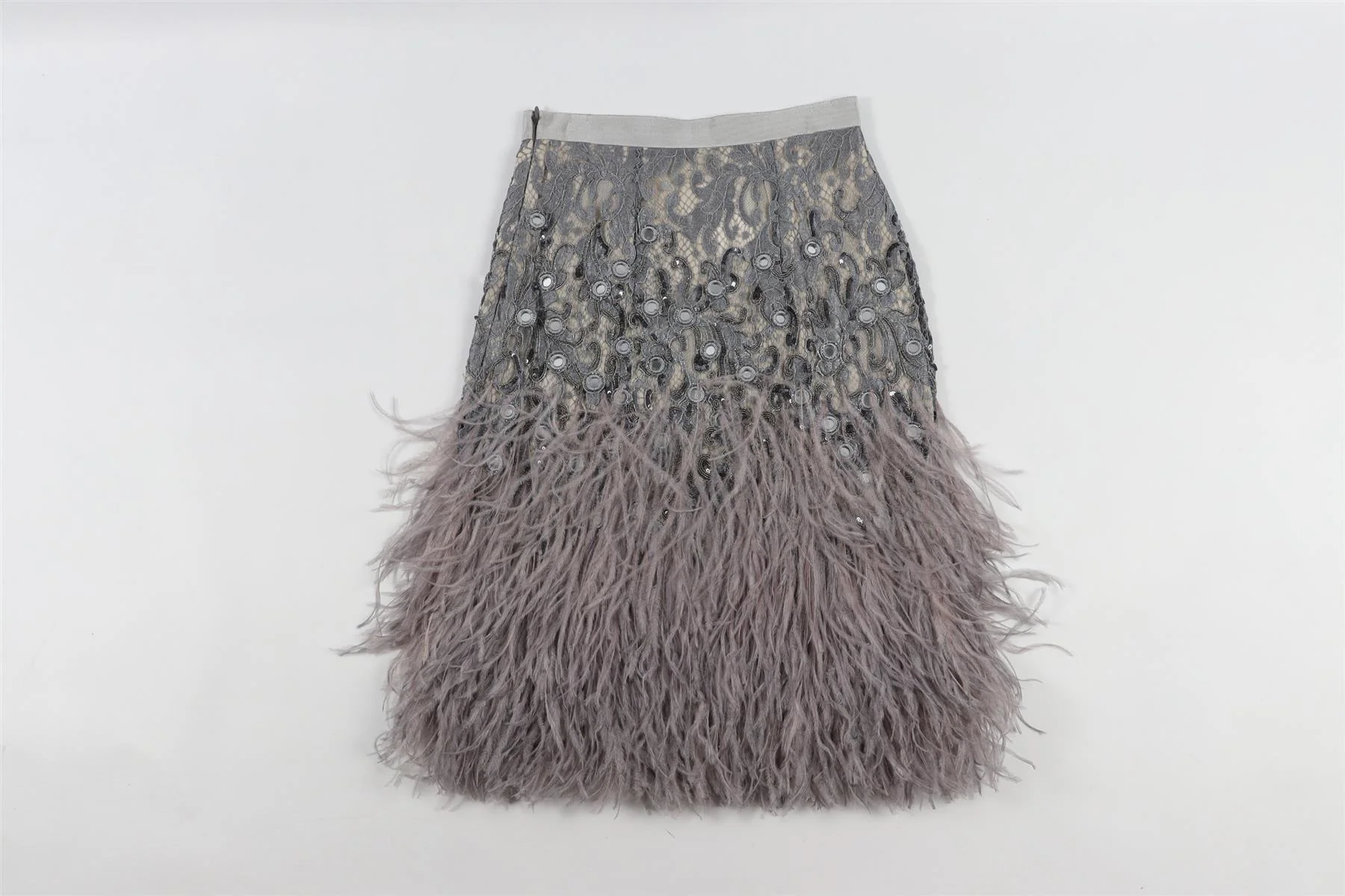 MATTHEW WILLIAMSON GREY LACE MINI SKIRT UK 6 - Image 4