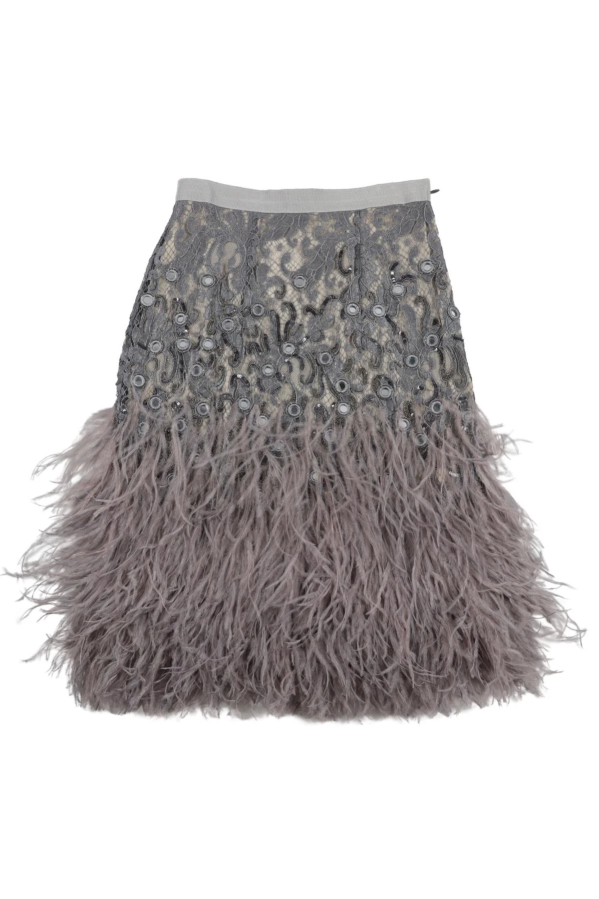 MATTHEW WILLIAMSON GREY LACE MINI SKIRT UK 6 - Image 6