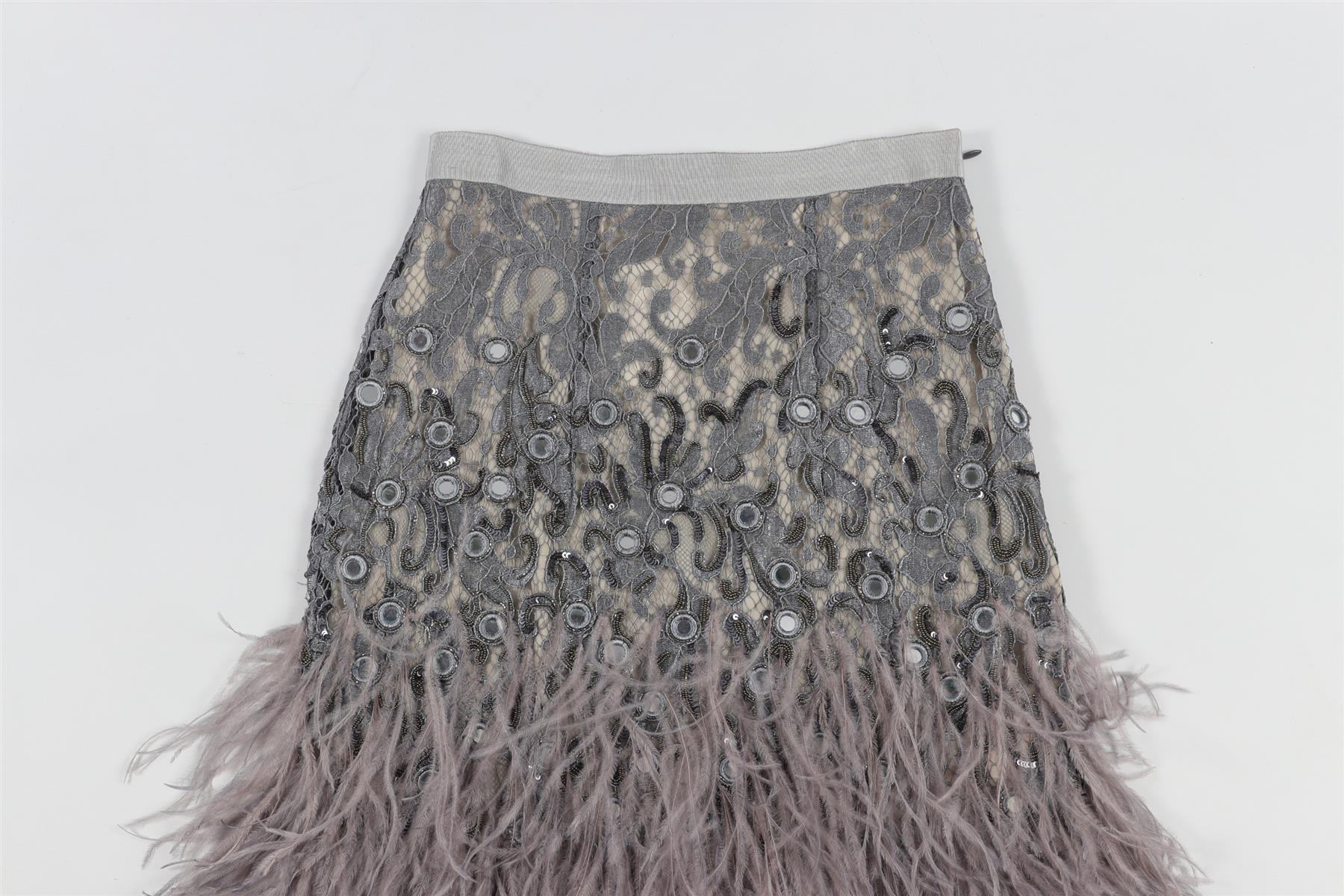MATTHEW WILLIAMSON GREY LACE MINI SKIRT UK 6 - Image 8